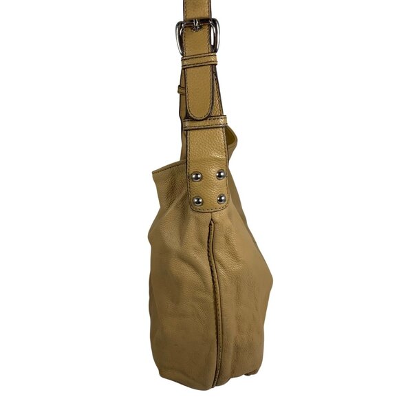 TIGNANELLO Camel Tan Leather Zipper Magnetic Closure Hobo Saddle Shoulder Bag - Picture 2 of 14